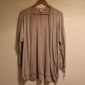 Youth in Revolt Beige Pink Open Ribbed Cardigan